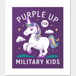 Purple Up For Military Kids Unicorn Military Child Month Posters and Art